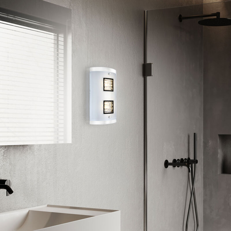 foto del prodotto globo lampada da parete led 10 watt luce illuminazione vetro cromo cristalli trasparenti 48242 2