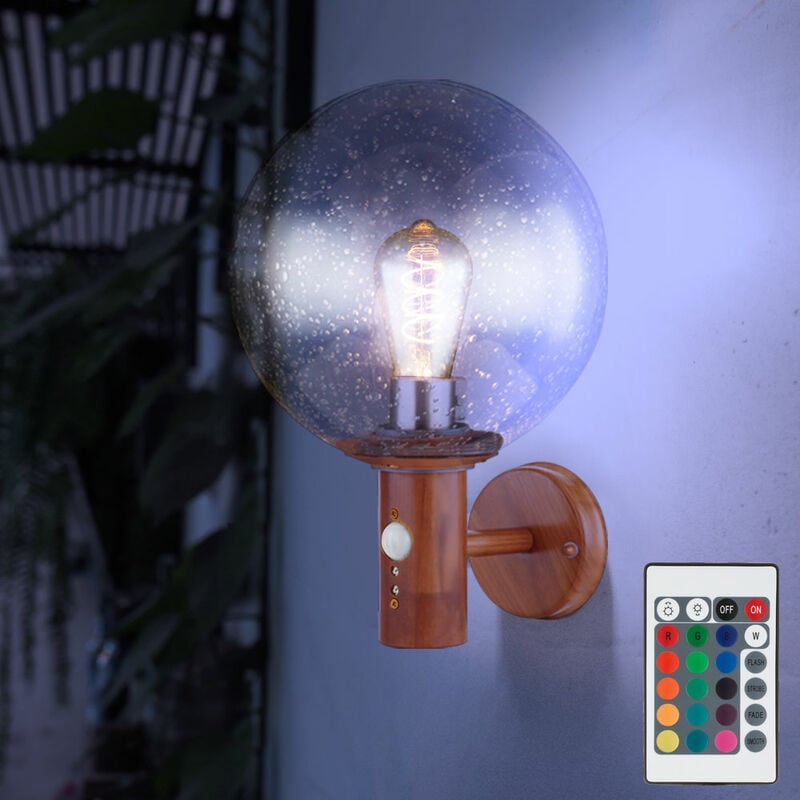 foto del prodotto globo lampada da parete per esterni con rilevatore di movimento, lampada da giardino in acciaio inossidabile, dimmerabile con telecomando, sfera di