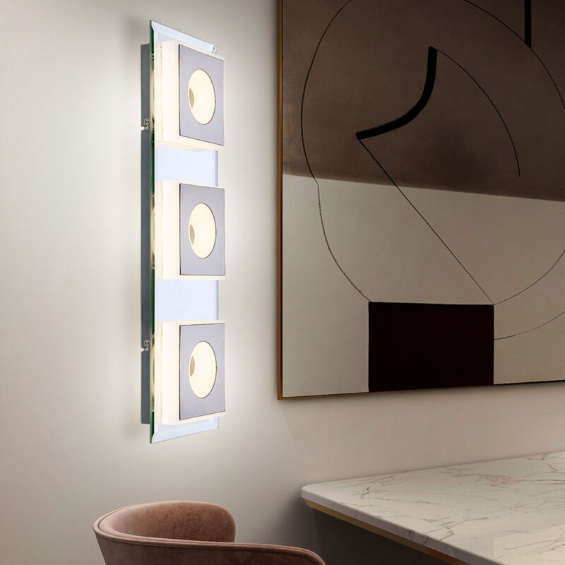 foto del prodotto globo lampada da parete per interni led moderna luce indiretta soggiorno applique da parete corridoio e scala, specchiata, nichel opaco acrilico