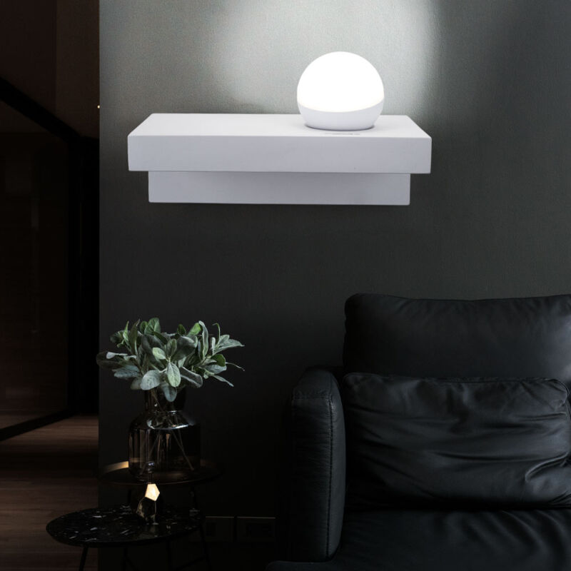 foto del prodotto globo lampada da parete per interni up lampada per sala da pranzo lampada da parete per pedane lampada in gesso verniciabile, metallo bianco, 1x