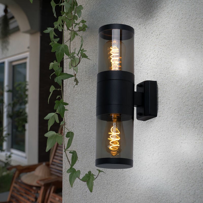 foto del prodotto globo lampada da parete up and down luci da esterno in acciaio inox da esterno lampade da esterno casa applique da parete in acciaio inox, fumo