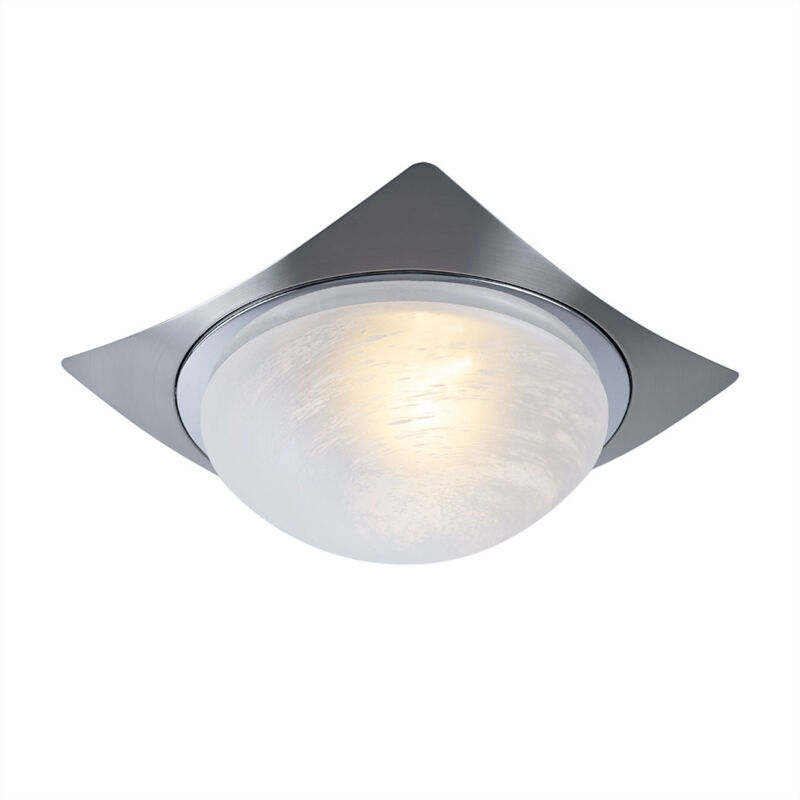 foto del prodotto globo lampada da parete vano scala interna lampada soggiorno lampada da parete vetro alabastro effetto luce bianca, metallo spazzolato, 1x e27, l