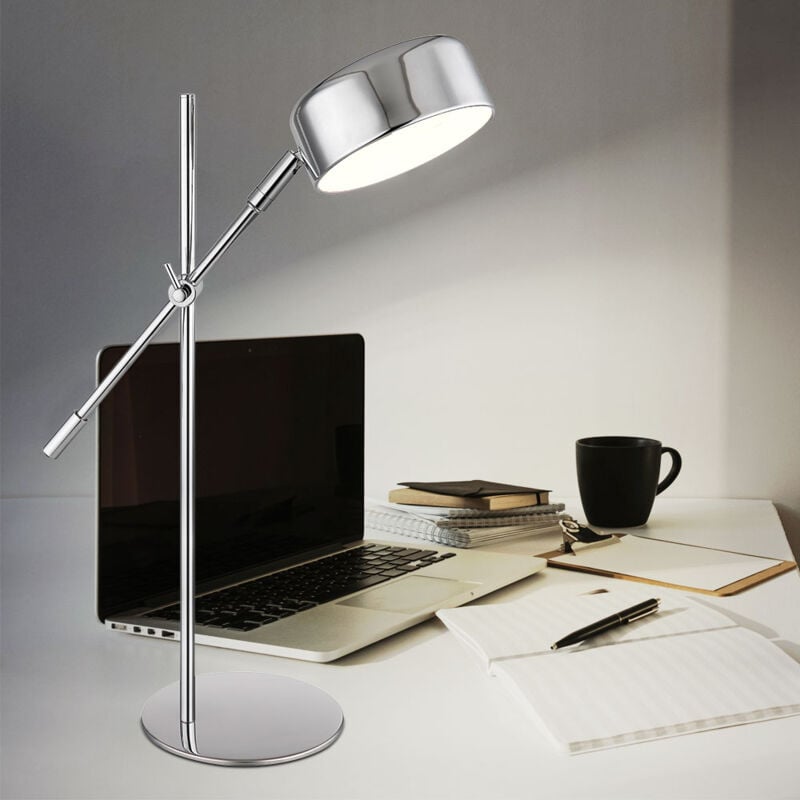 foto del prodotto globo lampada da scrivania regolabile in altezza lampada da tavolo cromata lampada da lettura lampada articolata, metallo, 1x e14, lxh 42 x 50 cm
