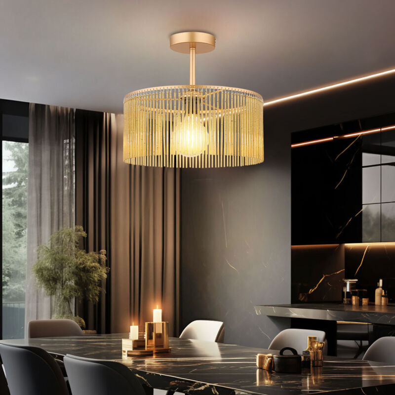 foto del prodotto globo lampada da soffitto color oro lampada da soggiorno lampada da soffitto lampada da sala da pranzo ambra, metallo acrilico, 1x e27, dxh 35 x 32