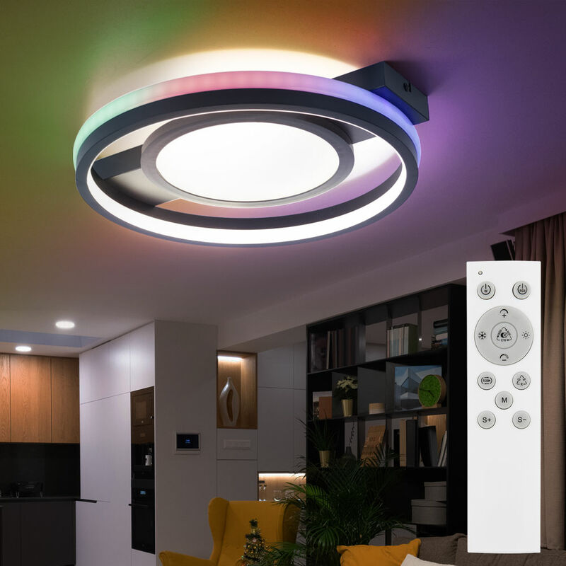 foto del prodotto globo lampada da soffitto con telecomando lampada da soffitto, dimmerabile lampada daylight, rotonda, cambio colore cct rgb, led 40w 1200lm, lxpxh