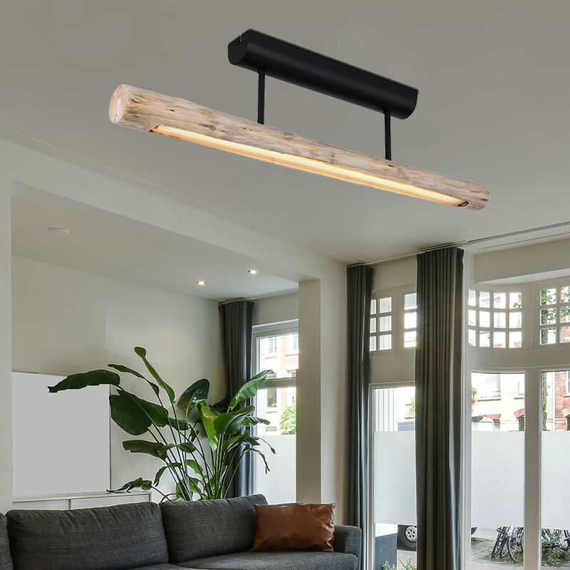 foto del prodotto globo lampada da soffitto in legno lampade in legno lampada da soffitto a sospensione trave di legno marrone naturale, metallo nero, 1x led 15w