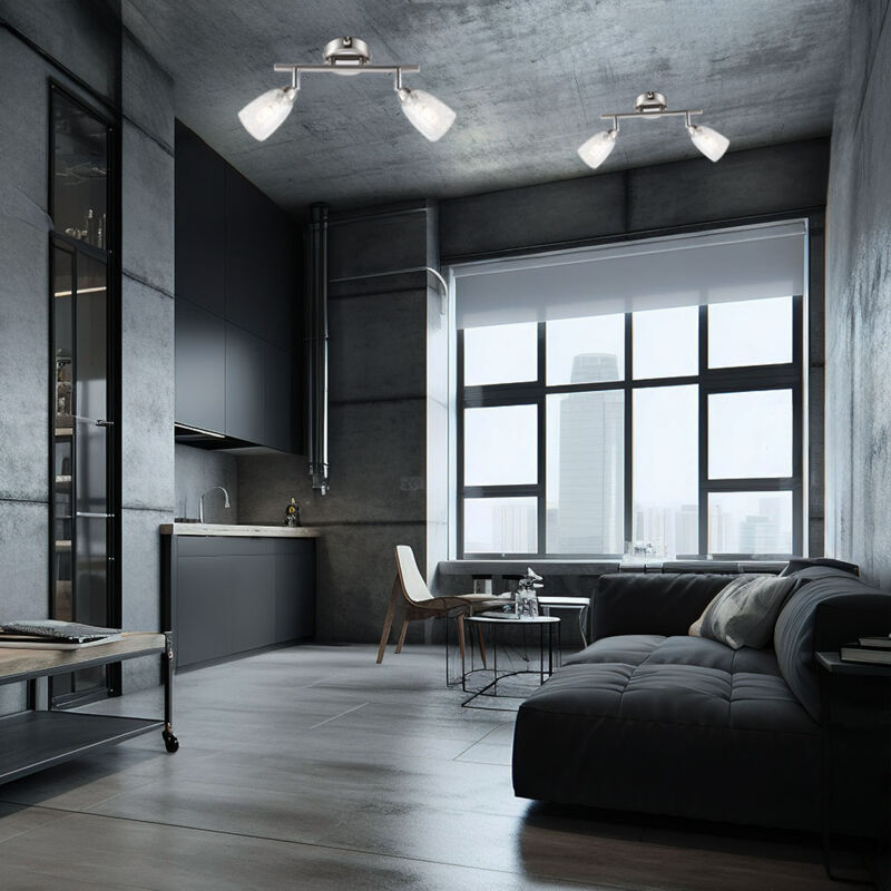 foto del prodotto globo lampada da soffitto lampada a spot lampada da soggiorno 2 fiamme mobili, cromo argento opaco, 2x g9 3w 300lm bianco caldo, lxlxh 25x6x11cm,