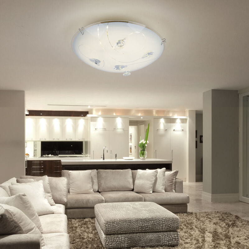 foto del prodotto globo lampada da soffitto lampada da sala da pranzo luce di design a led con cristalli e linee, vetro metallico, 1x led 8 watt 640 lumen bianco