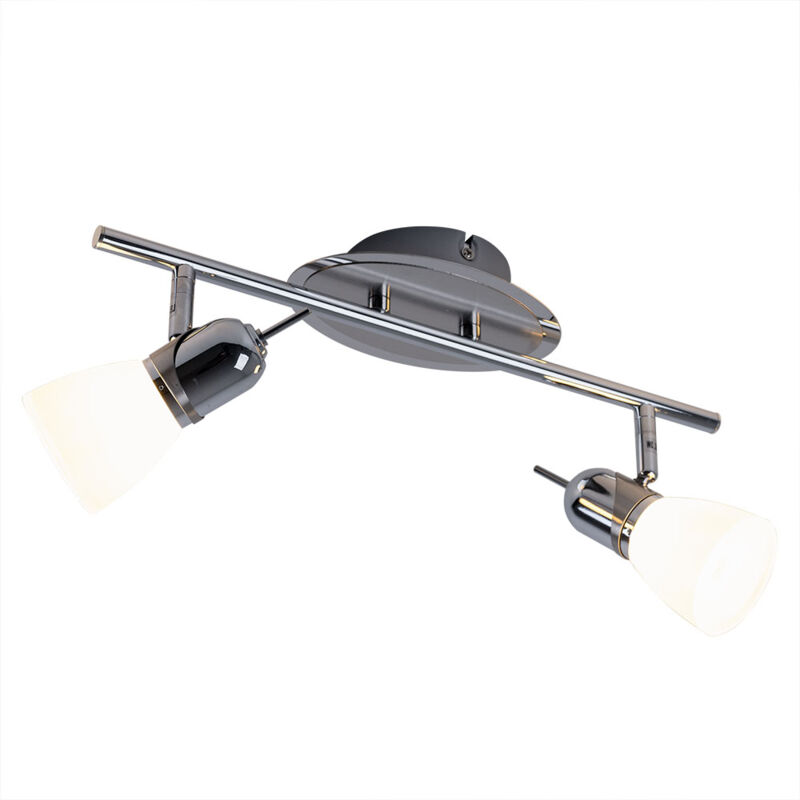 foto del prodotto globo lampada da soffitto lampada da soffitto faretto faretto faretto lampada da soggiorno, faretti a 2 fiamme mobili, vetro cromato, 2 prese e14,