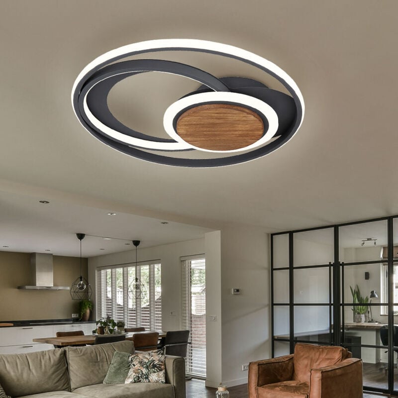 foto del prodotto globo lampada da soffitto lampada da soffitto in legno lampada da soggiorno a led lampada da soffitto dal design rotondo, metallo, marrone scuro