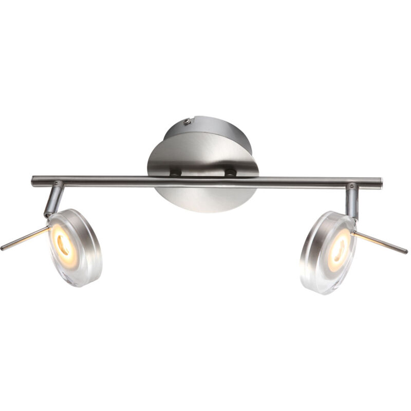 foto del prodotto globo lampada da soffitto lampada da soffitto lampada a spot lampada da soggiorno, spot mobili a 2 fiamme, nichel opaco chiaro, led 5w 375lm bianco
