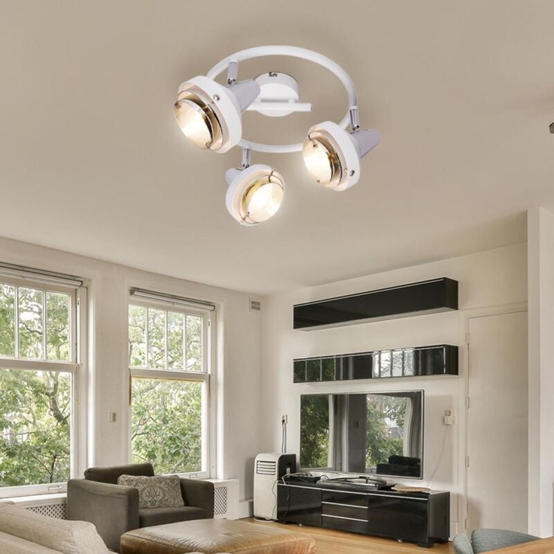 foto del prodotto globo lampada da soffitto lampada da soffitto lampada da soggiorno lampada da tavolo cromata regolabile, metallo cromato bianco, prese 3x e14, dxh
