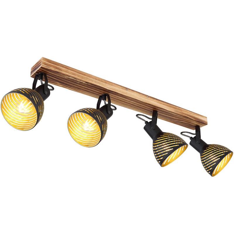 foto del prodotto globo lampada da soffitto oro nero lampada da soggiorno casa di campagna faretto da soffitto 4 fiamme lampada in legno, striscia luminosa