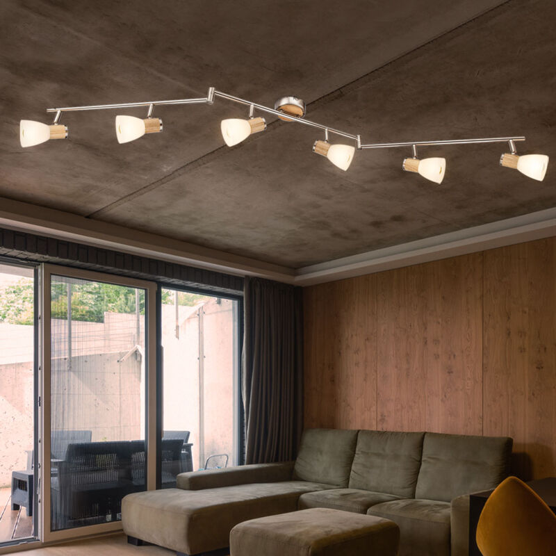 immagine 0 del prodotto globo lampada da soffitto per dormire camera degli ospiti faretto in vetro con luce a binario regolabile in legno