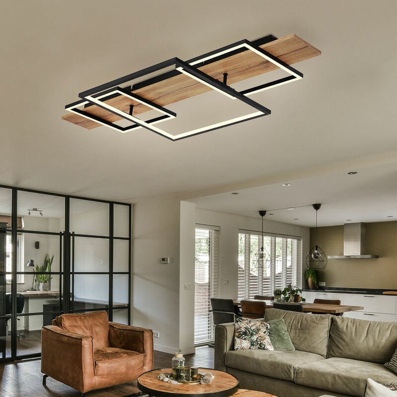 foto del prodotto globo lampada da soffitto per soggiorno, effetto legno, lampada da camera da letto a led, plafoniera led con effetto legno, alluminio, metallo