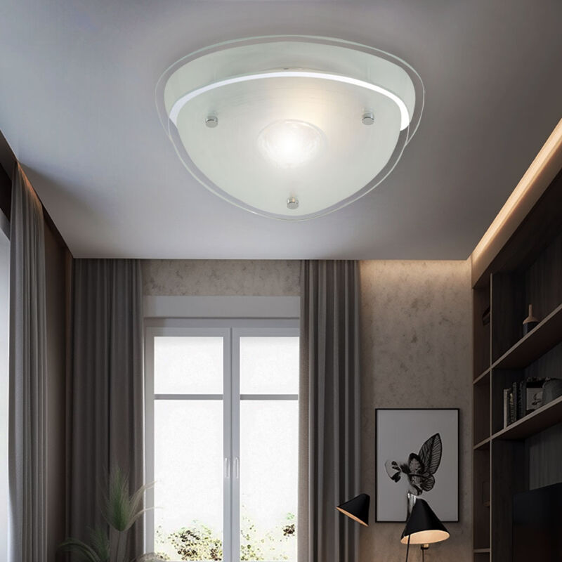 foto del prodotto globo lampada da soffitto plafoniera in vetro cristallo lampada da soggiorno lampada da corridoio, metallo cromato, vetro satinato, 1x e27, lxlxh