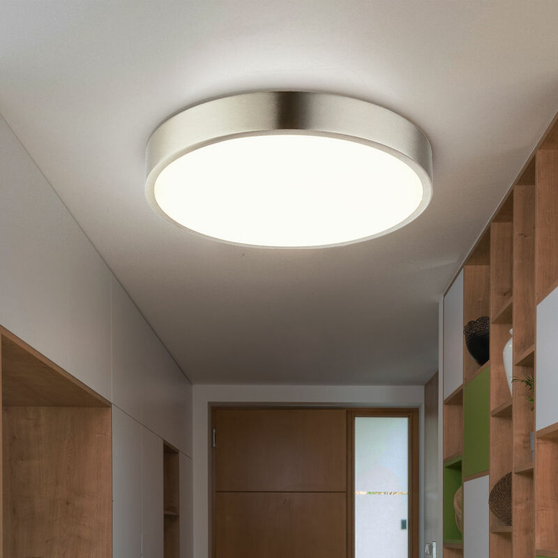 foto del prodotto globo lampada da soffitto plafoniera lampada da soggiorno lampada da soggiorno lampada da corridoio, dimmerabile, nichel opale, 1x led 28w 2300lm