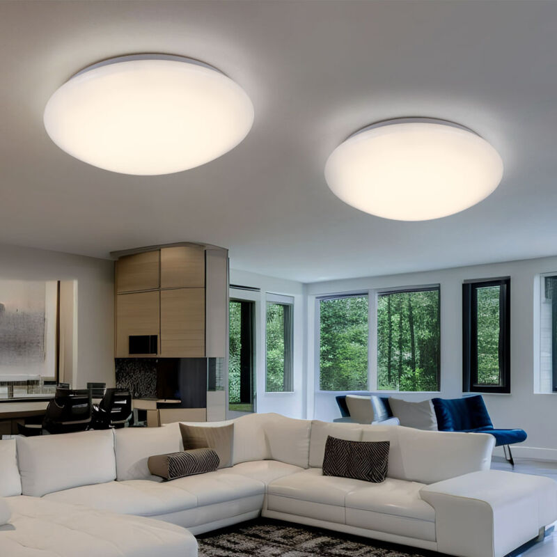 foto del prodotto globo lampada da soffitto plafoniera led da soggiorno lampada rotonda bianca, metallo acrilico, 16w 880lm bianco caldo, pxh 34,5x9 cm, set di 2