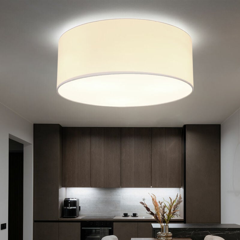 foto del prodotto globo lampada da soffitto plafoniera ombrello luce soggiorno lampada camera da letto, altoparlante metallo tessuto bianco, 3 lampadine e27, dxh