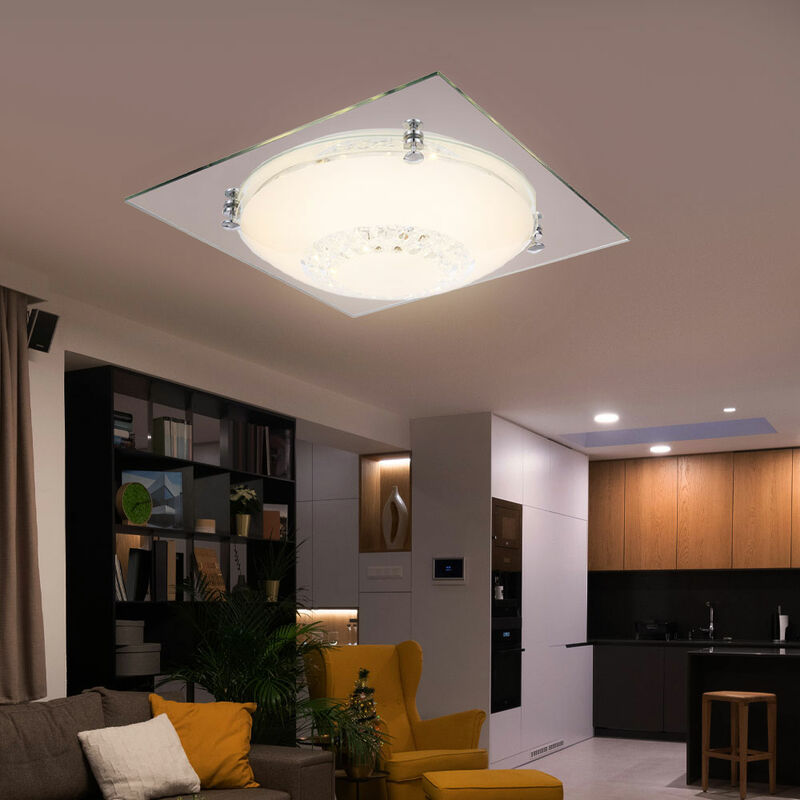 foto del prodotto globo lampada da soffitto plafoniera soggiorno lampada camera da letto luce, cristalli di vetro cristallo trasparente cromato a specchio, led 12w