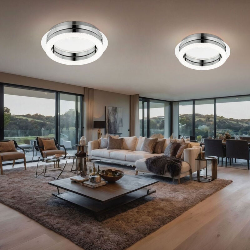 foto del prodotto globo lampada da soffitto plafoniera soggiorno lampada corridoio lampada camera da letto, cristalli cromati, led 12w 1000lm bianco neutro, set di 2