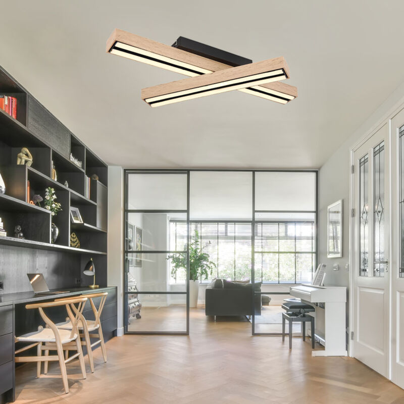 foto del prodotto globo lampada da soggiorno plafoniera led dimmerabile a 3 livelli in legno lampada da soffitto a led bianco caldo luce in legno con funzione