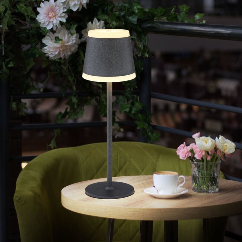 foto del prodotto globo lampada da tavolo a led lampada da tavolo a batteria lampada da tavolo senza fili con touch intemperie dimmerabile, opale grigio