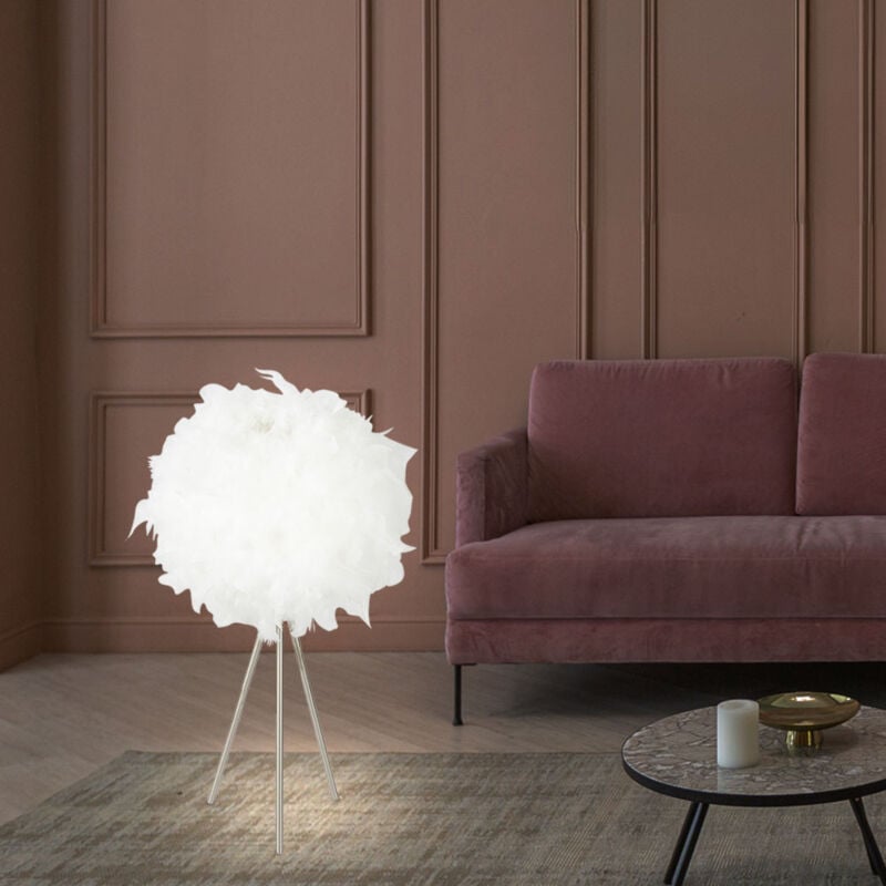 foto del prodotto globo lampada da tavolo a sfera a 3 gambe treppiede faretto soggiorno camera da letto luce laterale bianco