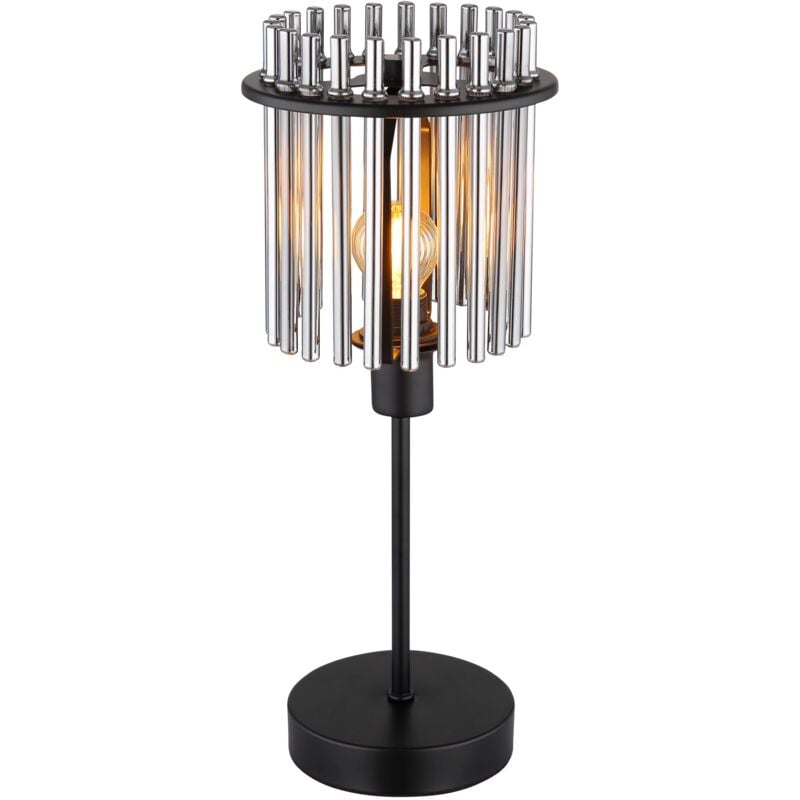 foto del prodotto globo lampada da tavolo gorley nero e cromo con pendenti fumo 1 x e 14