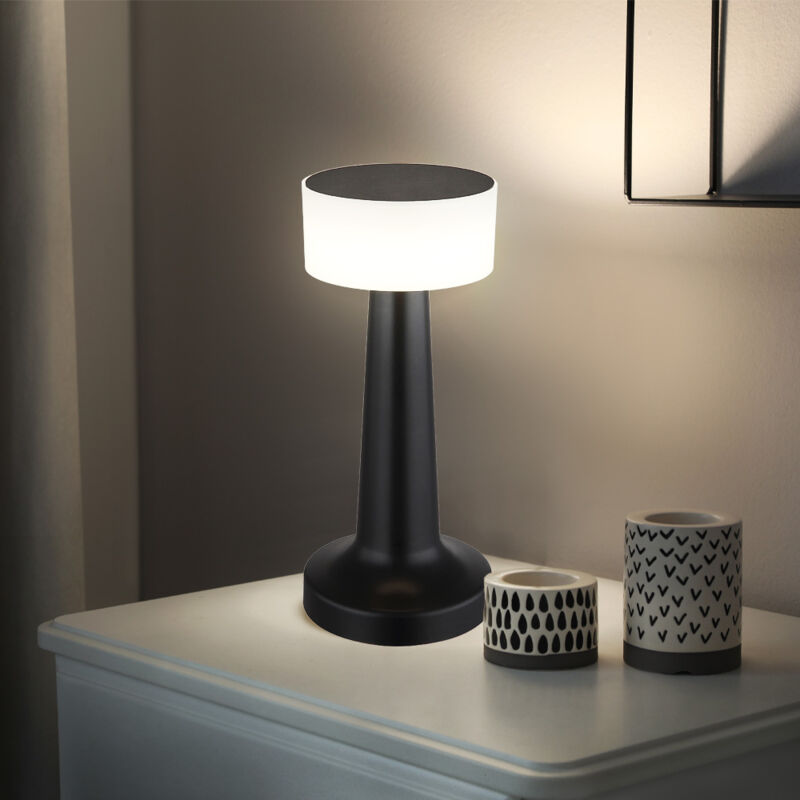 foto del prodotto globo lampada da tavolo led dimmerabile a batteria touch dimmer lampada da tavolo lampada da comodino, plastica nera, usb, 1w 55lm bianco