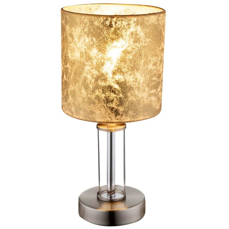 foto del prodotto globo lampada da tavolo per dormire camera degli ospiti lampada da lettura faretto in vetro tessile color oro