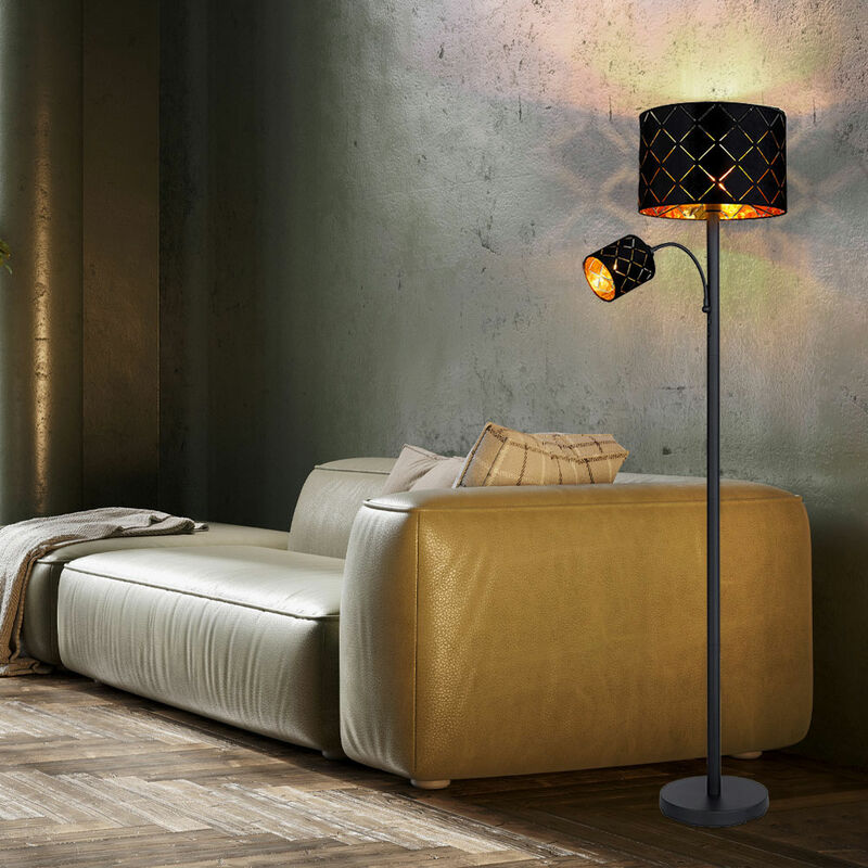 foto del prodotto globo lampada da terra con lampada da lettura lampada da terra soggiorno lampada da terra lampada da lettura rondella a soffitto oro nero, 1x e27