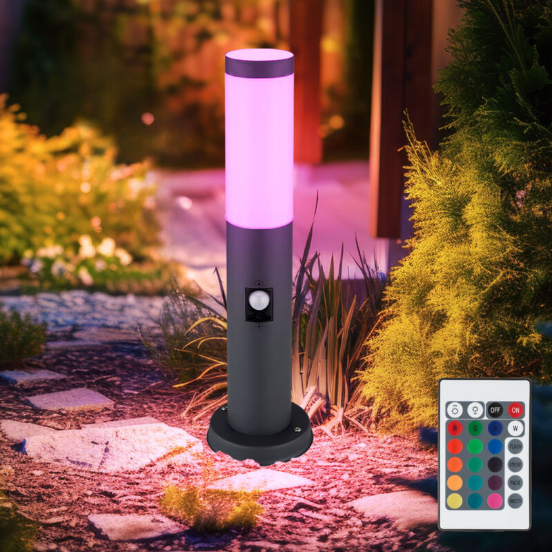 foto del prodotto globo lampada da terra da balcone sensor lampada con base in acciaio inossidabile antracite dimmerabile in un set che include lampade a led rgb