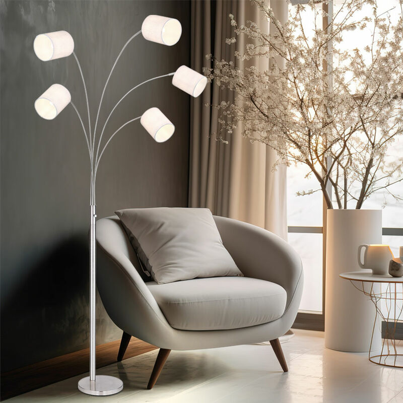 foto del prodotto globo lampada da terra di design con paralume in tessuto illuminazione del soggiorno lampada da terra lampada da terra color sabbia, faretti