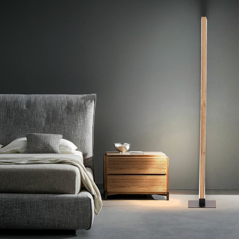 foto del prodotto globo lampada da terra, lampada da soggiorno, lampada da terra, colonna luminosa moderna, lampada in legno, dimmerabile, metallo, nero, led 3w