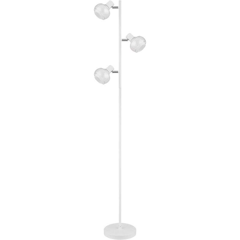 foto del prodotto globo lampada da terra lampada da soggiorno lampada laterale lampada da terra lampada da camera da letto, metallo vetro bianco, 3 fiamme e14, h 154