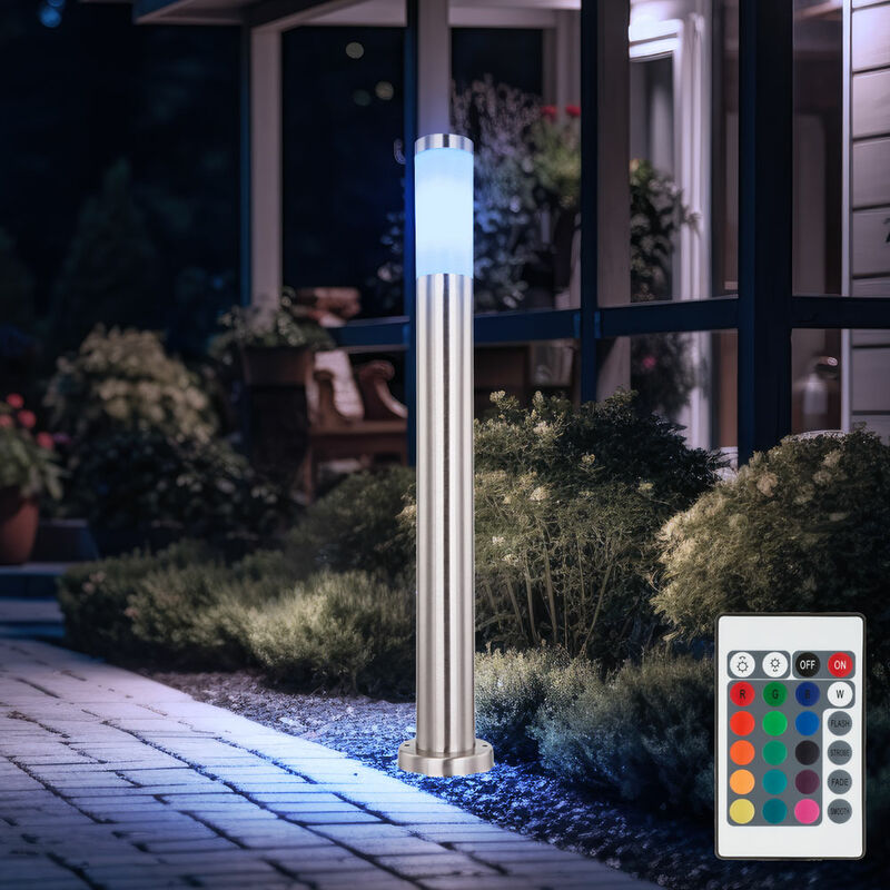 foto del prodotto globo lampada da terra per esterni dimmerabile con telecomando lampada da giardino a led lampada da terra per esterni in acciaio inox, cambio