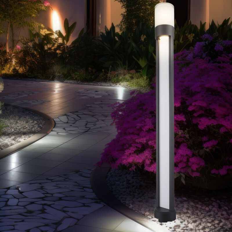 foto del prodotto globo lampada da terra per esterno, lampione, lampada da giardino, lampada da terra a led, grigio, alluminio, ip44, led 12w 600lm bianco caldo, dxh