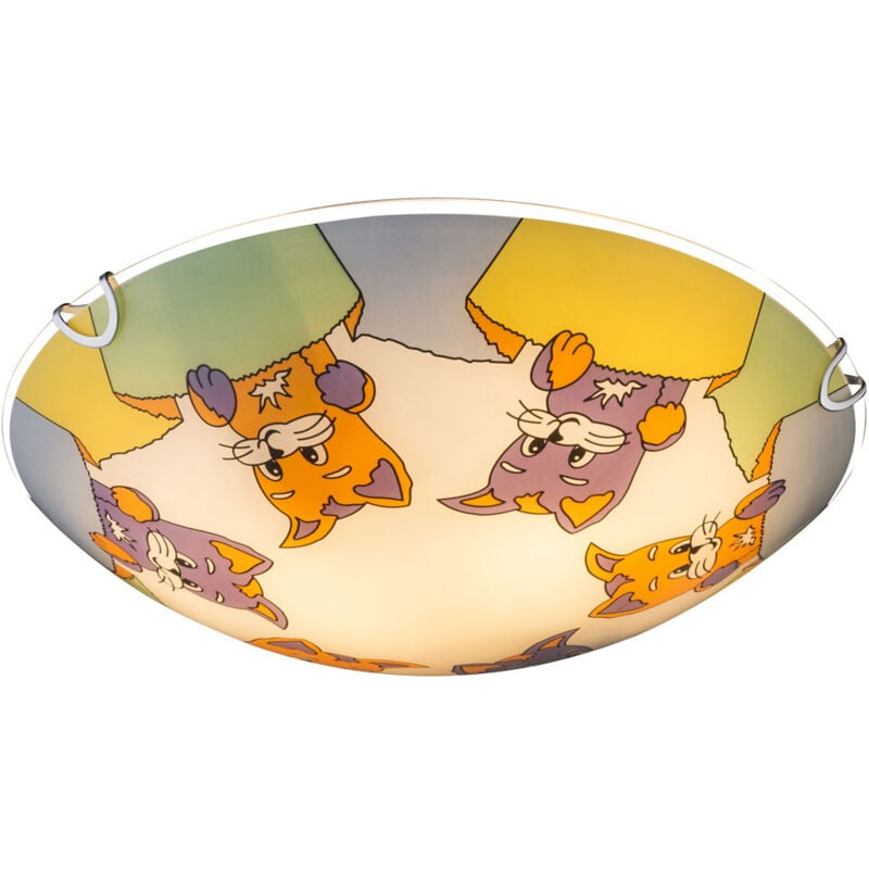 foto del prodotto globo lampada per bambini, lampada da soffitto, lampada da soffitto, lampada da camera per bambini con animali, motivo gatti, vetro, 2x e27, dxh 30