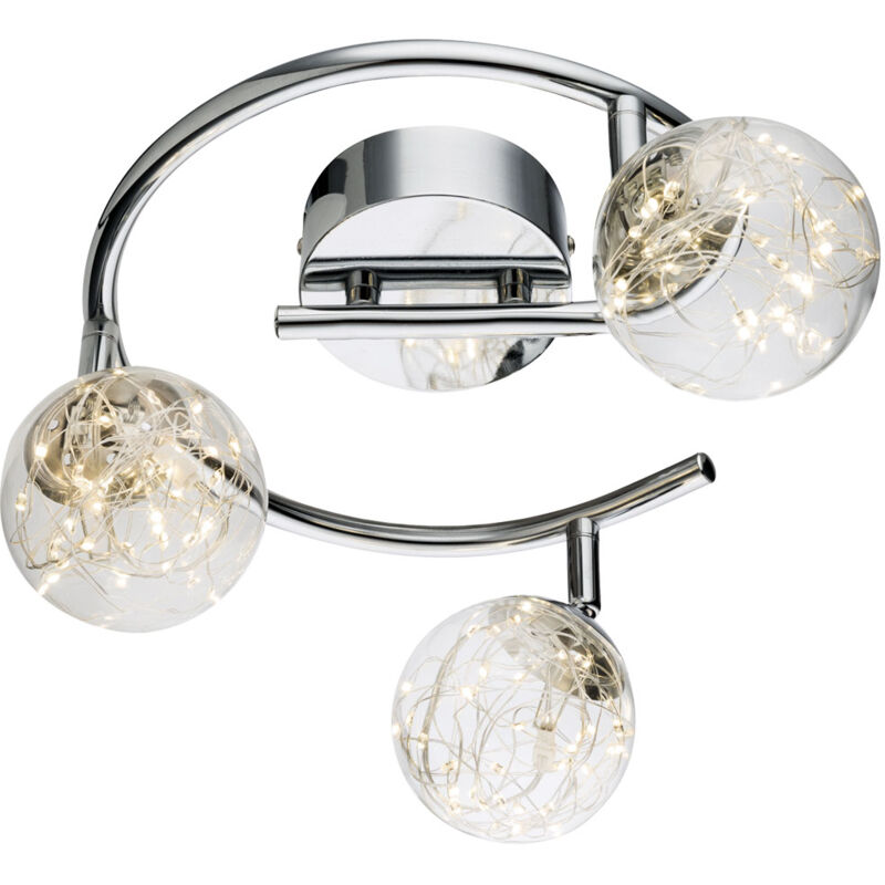 foto del prodotto globo lampada rotonda plafoniera led, lampada da interno, faretti mobili, cavo in rame, paralume in vetro, cromo, nichel dxh 25x19,5 cm