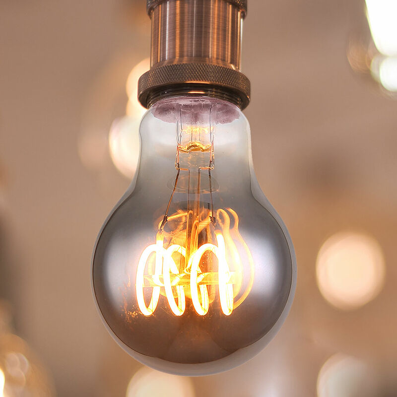 foto del prodotto globo lampadina vintage e27 dimmerabile lampadina led a filamento retr , vetro fum , 4 watt 150 lumen 2000 kelvin a lume di candela, dxh 6 x 10,6 cm