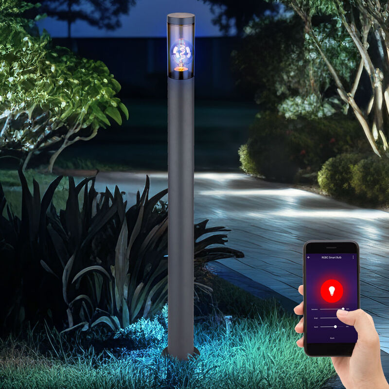 foto del prodotto globo lampione led intelligente da percorso, paletto luminoso, lampade da giardino per esterni, lampada da terra per esterni, antracite,