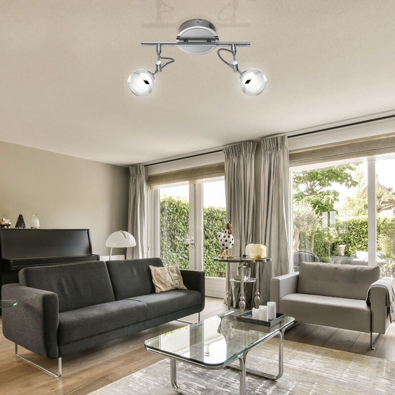 foto del prodotto globo lighting faretto a led da soffitto lampada da soffitto faretto faretto da soffitto, 2 punti fiamma mobili, acrilico cromato, 2x led 5w 350lm