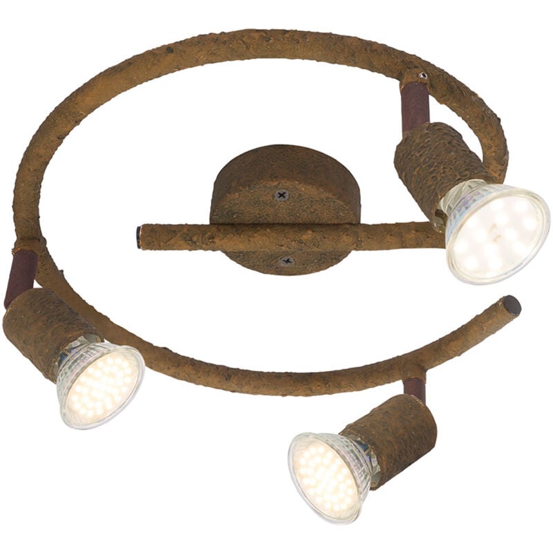 foto del prodotto globo lighting faretto da soffitto a led, lampada da soffitto per interni, illuminazione a faretto a tre punti mobili, metallo color ruggine,