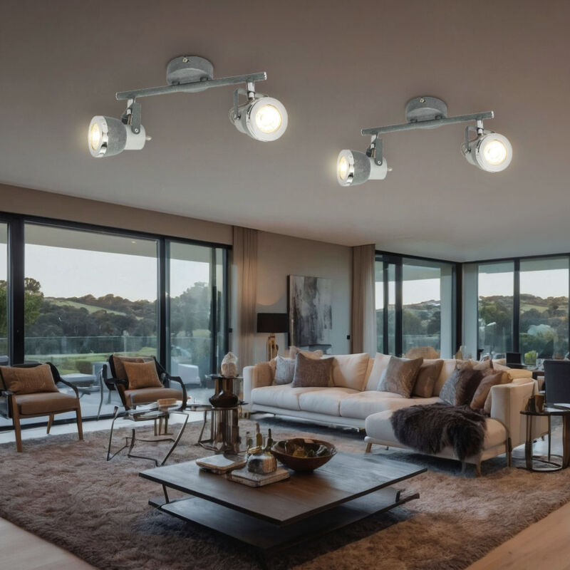 foto del prodotto globo lighting faretto da soffitto grigio lampada da soffitto per soggiorno con faretti orientabili, metallo grigio pietra, 2x gu10, lxh 26 x 18,5