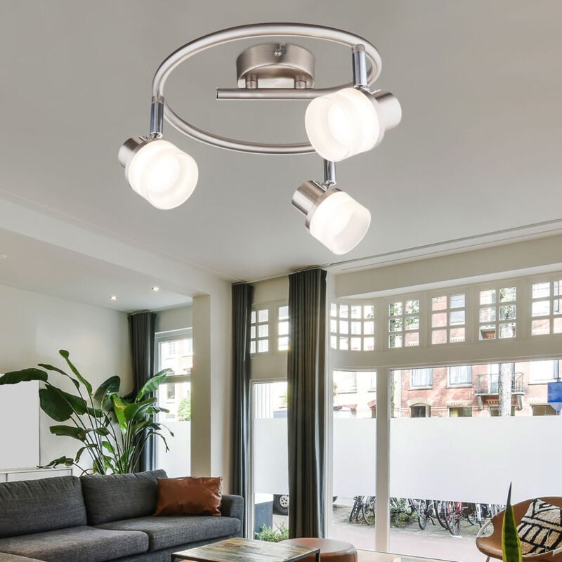 foto del prodotto globo lighting faretto da soffitto per soggiorno, faretto led da soffitto orientabile, acrilico cromato, faretti orientabili, 3x 3,5w 190lm bianco