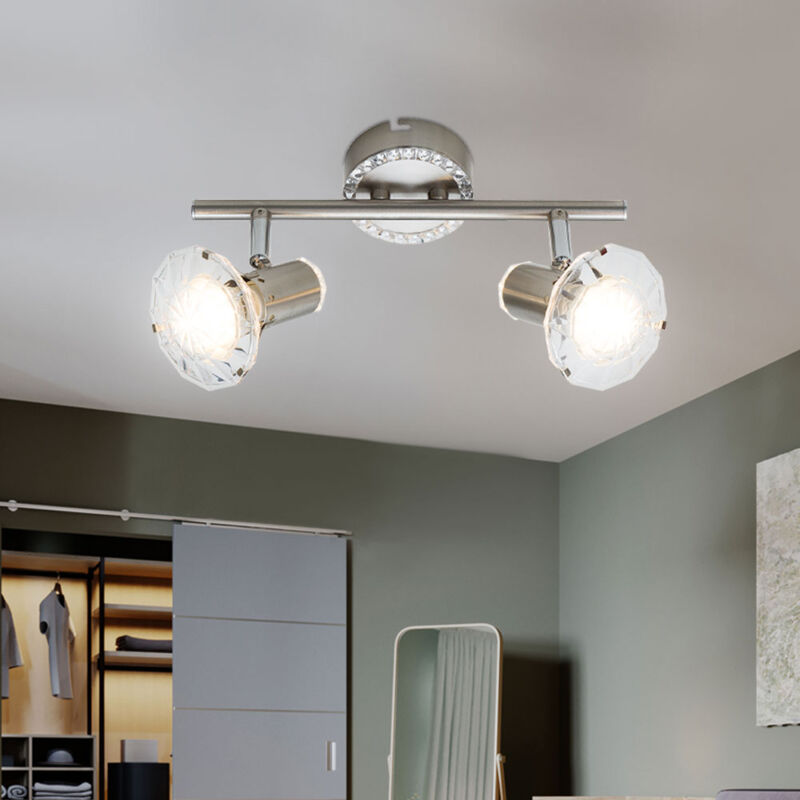 foto del prodotto globo lighting faretto led da soffitto orientabile in cristallo, 2 luci l 26 cm, faretto per soggiorno, sala da pranzo, camera da letto