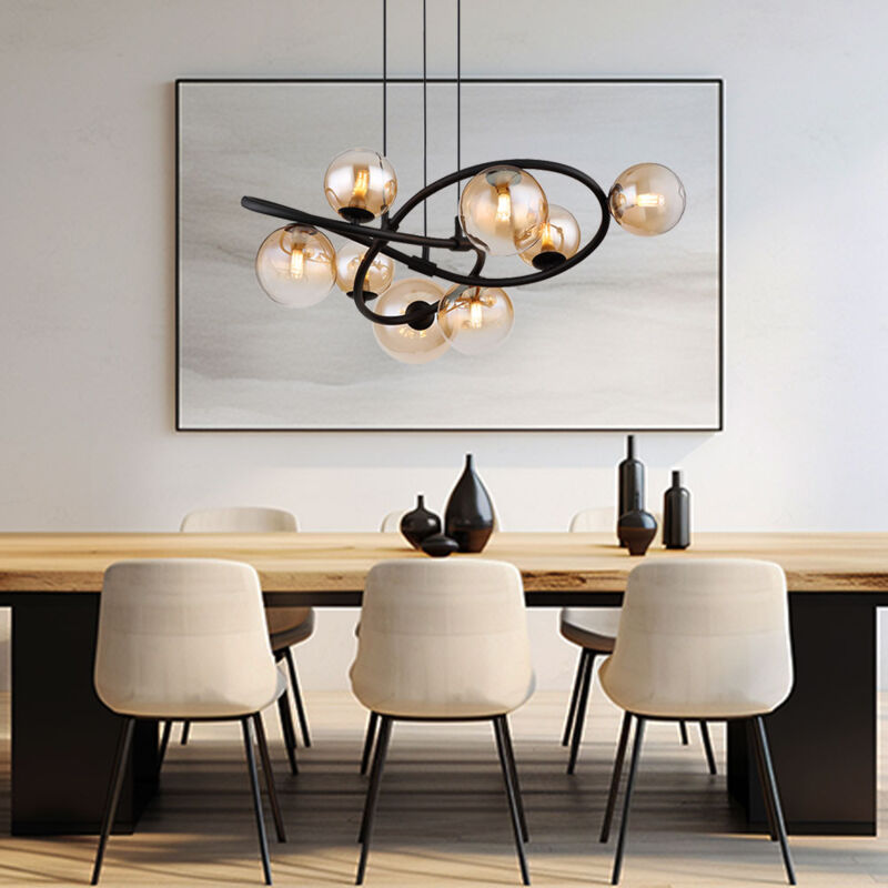 foto del prodotto globo lighting lampada a sospensione 8 fiamme lampada a sospensione a led lampada da tavolo da pranzo lampada da soggiorno retr , nero, sfere di