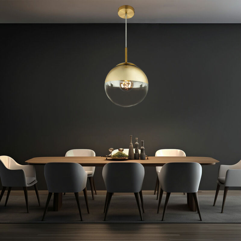 foto del prodotto globo lighting lampada a sospensione a led con sfera di vetro luce a sospensione oro trasparente lampada da tavolo lampada da soggiorno lampada a