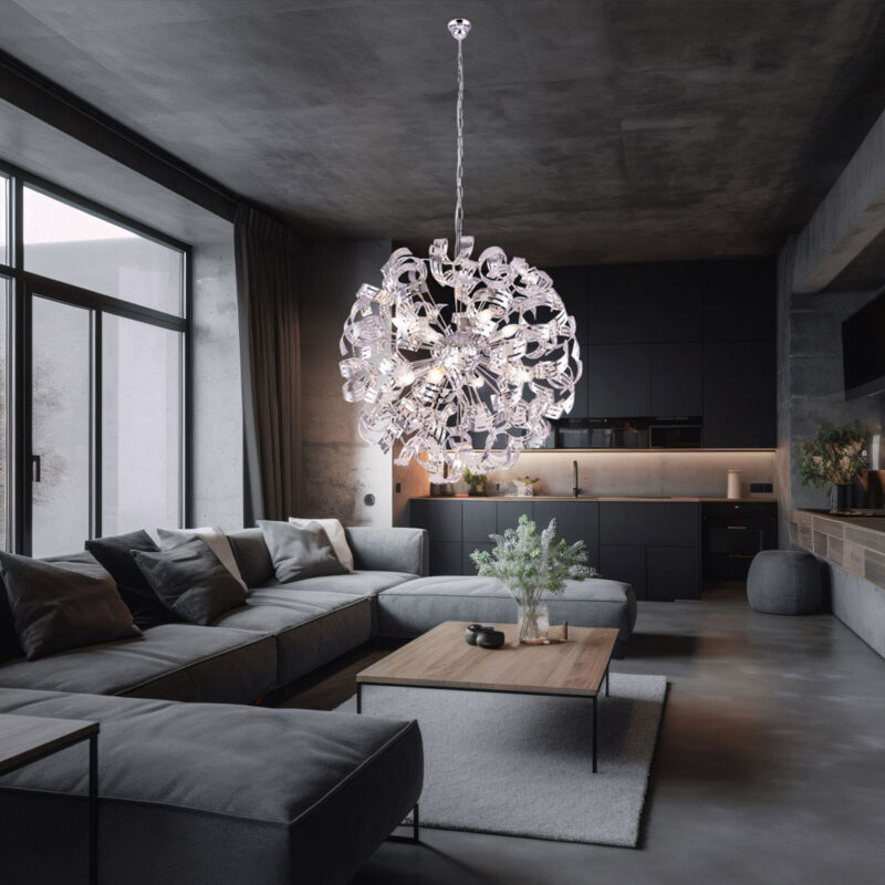 foto del prodotto globo lighting lampada a sospensione a led lampada a sospensione lampada da soggiorno lampada da design cromata lampada da sala da pranzo, 8x e14,